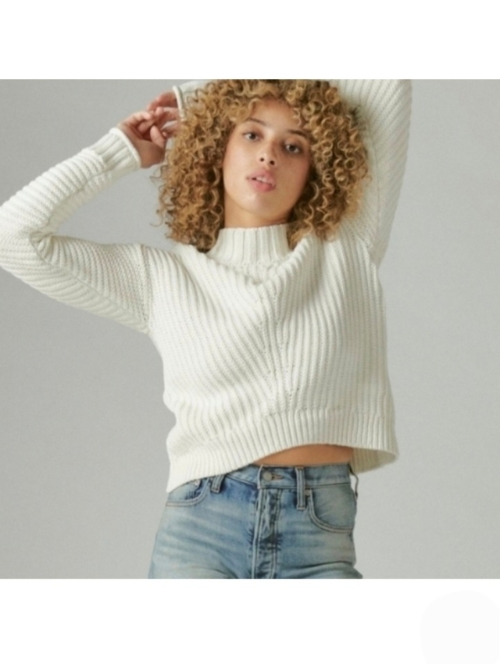 7292 * Lucky Brand Textured Turtleneck Sweater Off White Size S NWT